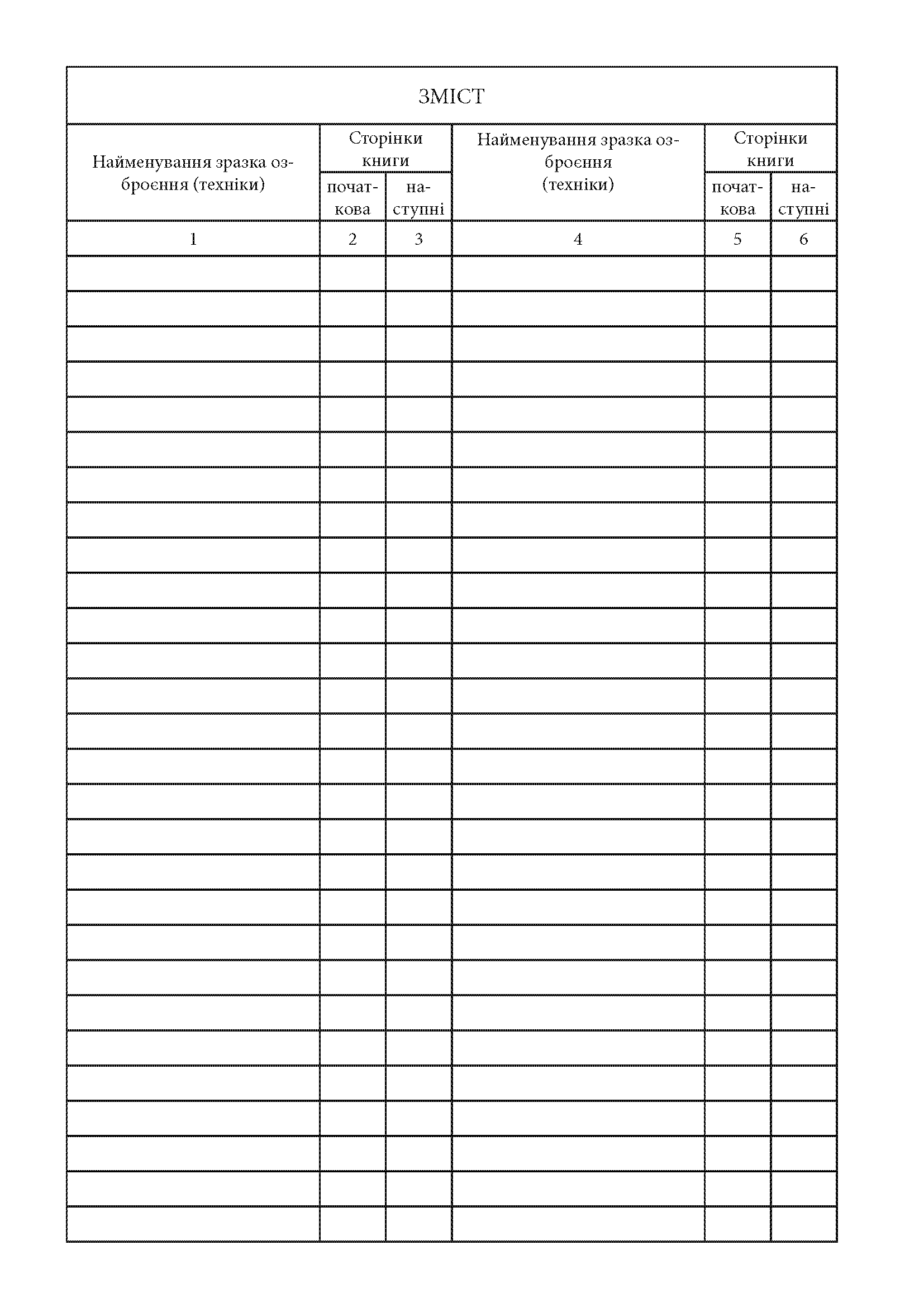 Книга обліку за номерами і закріплення озброєння та техніки, додаток 12. Автор — Міністерство оборони України. 