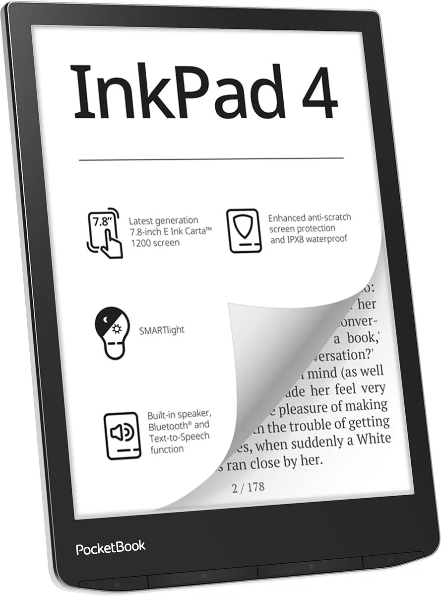 Електронна книжка PocketBook InkPad 4 (PB743G), IPX8, Stardust Silver