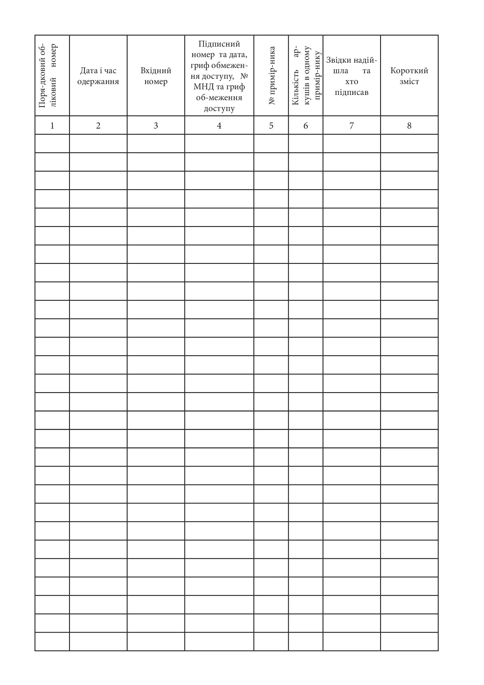 Журнал вручення вхідних шифротелеграм. . 