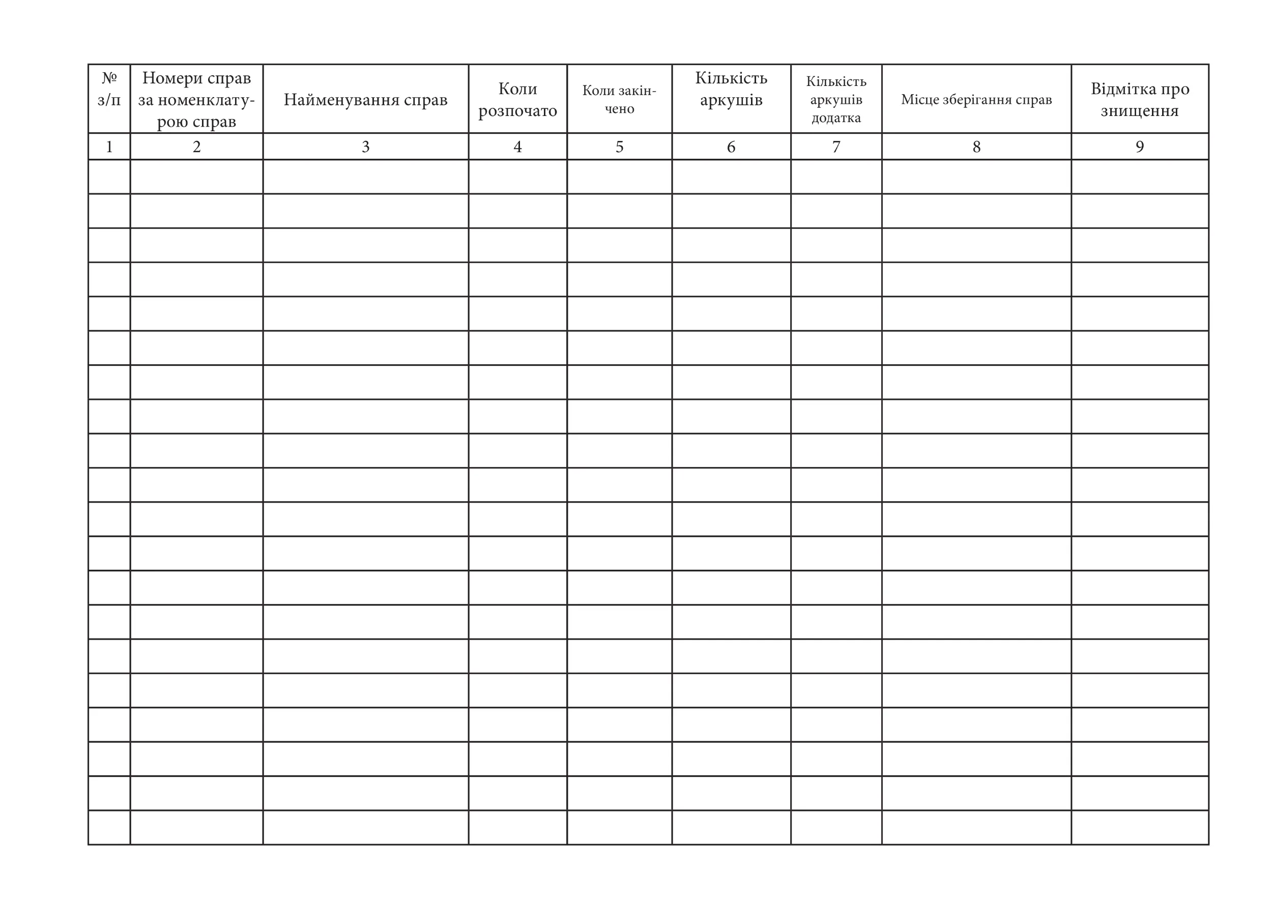 Інвентарний журнал обліку справ які знаходяться на архівному зберіганні, додаток 50. Автор — Генеральний штаб ЗСУ. 