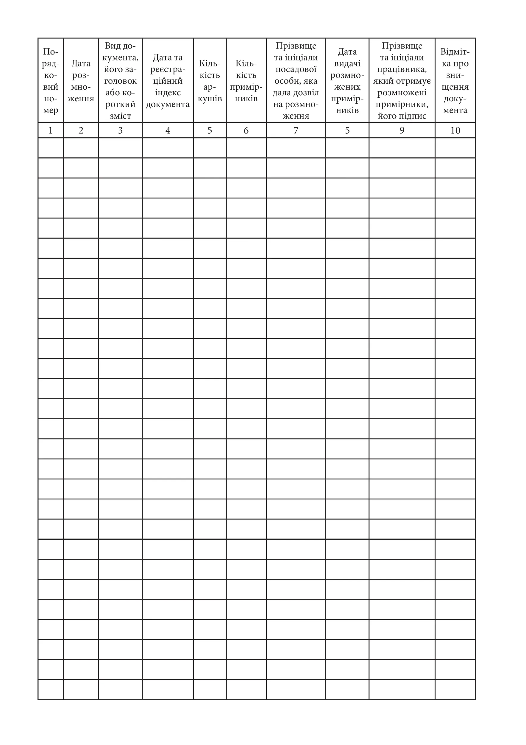 Журнал обліку розмножених документів з грифом “Для службового користування”, додаток 81. Автор — Генеральний штаб ЗСУ. 