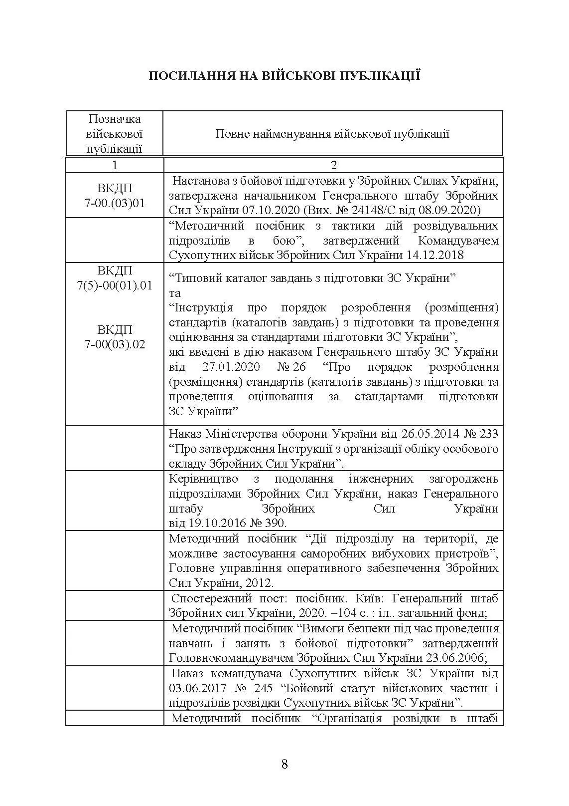 Фахова підготовка базового рівня фахівців розвідки для частин військової розвідки та підрозділів розвідки механізованих, мотопіхотних, гірсько- штурмових, танкових військових частин (підрозділів). . 