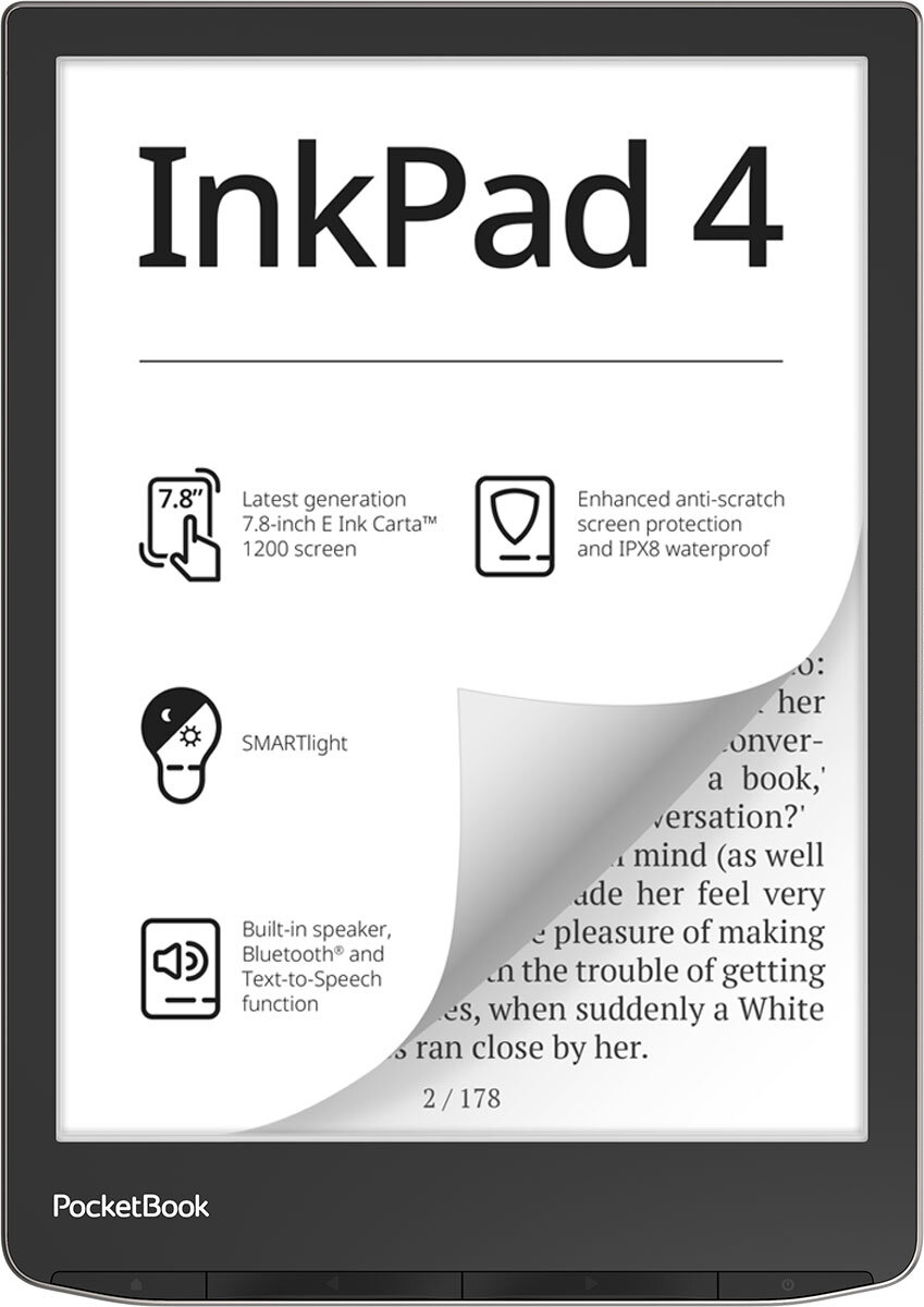 Електронна книжка PocketBook InkPad 4 (PB743G), IPX8, Stardust Silver