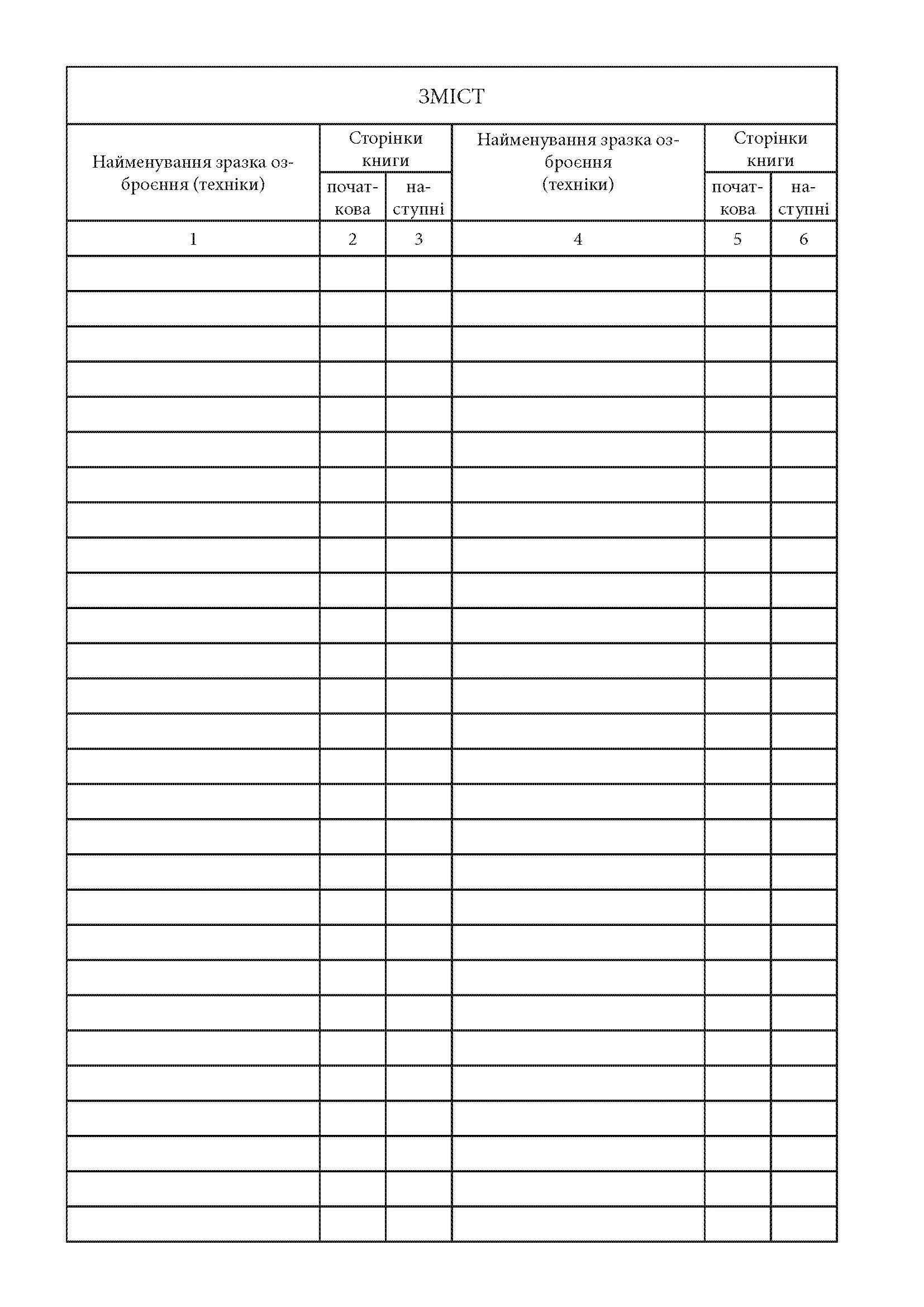 Книга обліку за номерами і закріплення озброєння та техніки, додаток 12. Автор — Міністерство оборони України. 