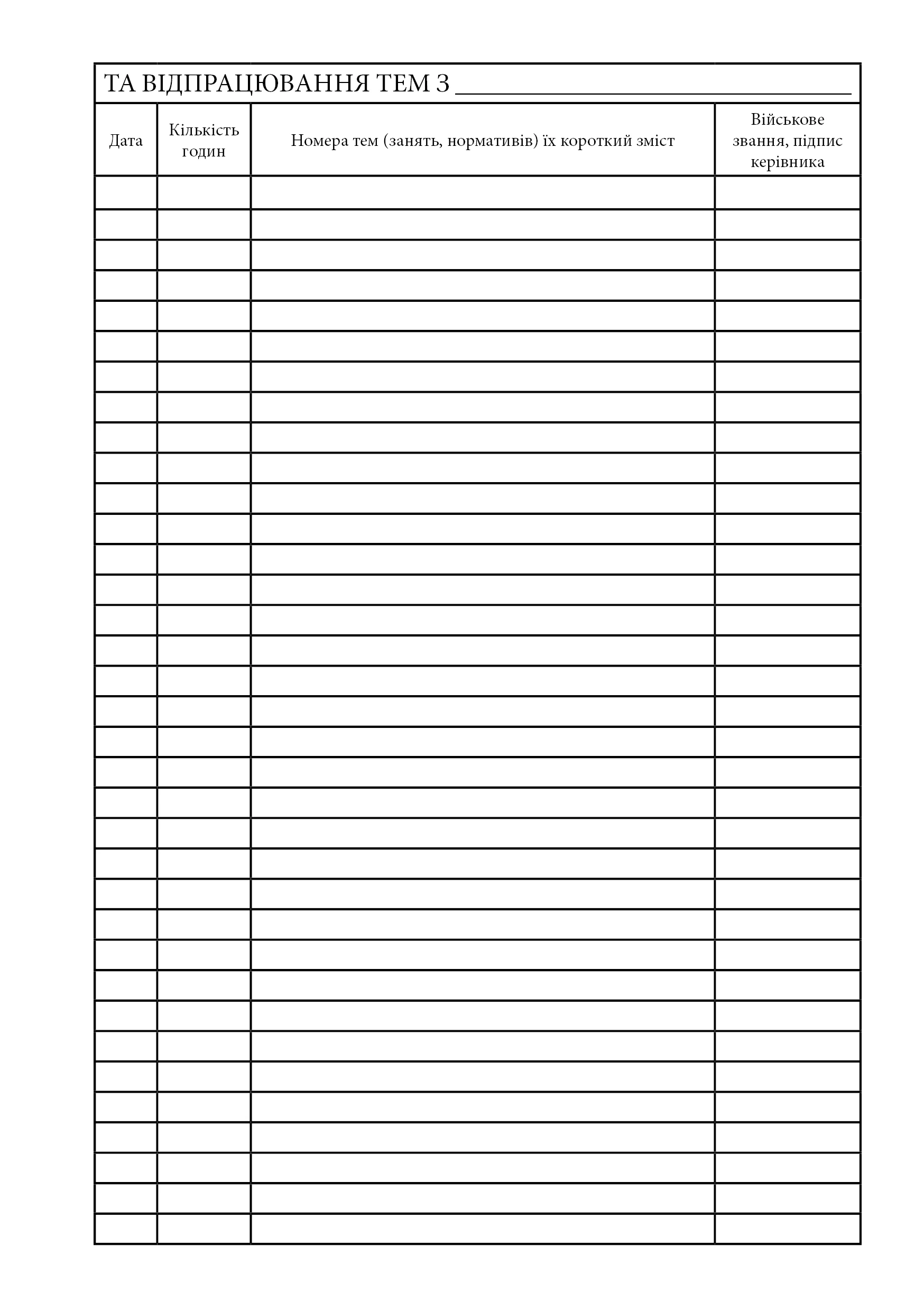 Журнал обліку бойової підготовки взводу. . 