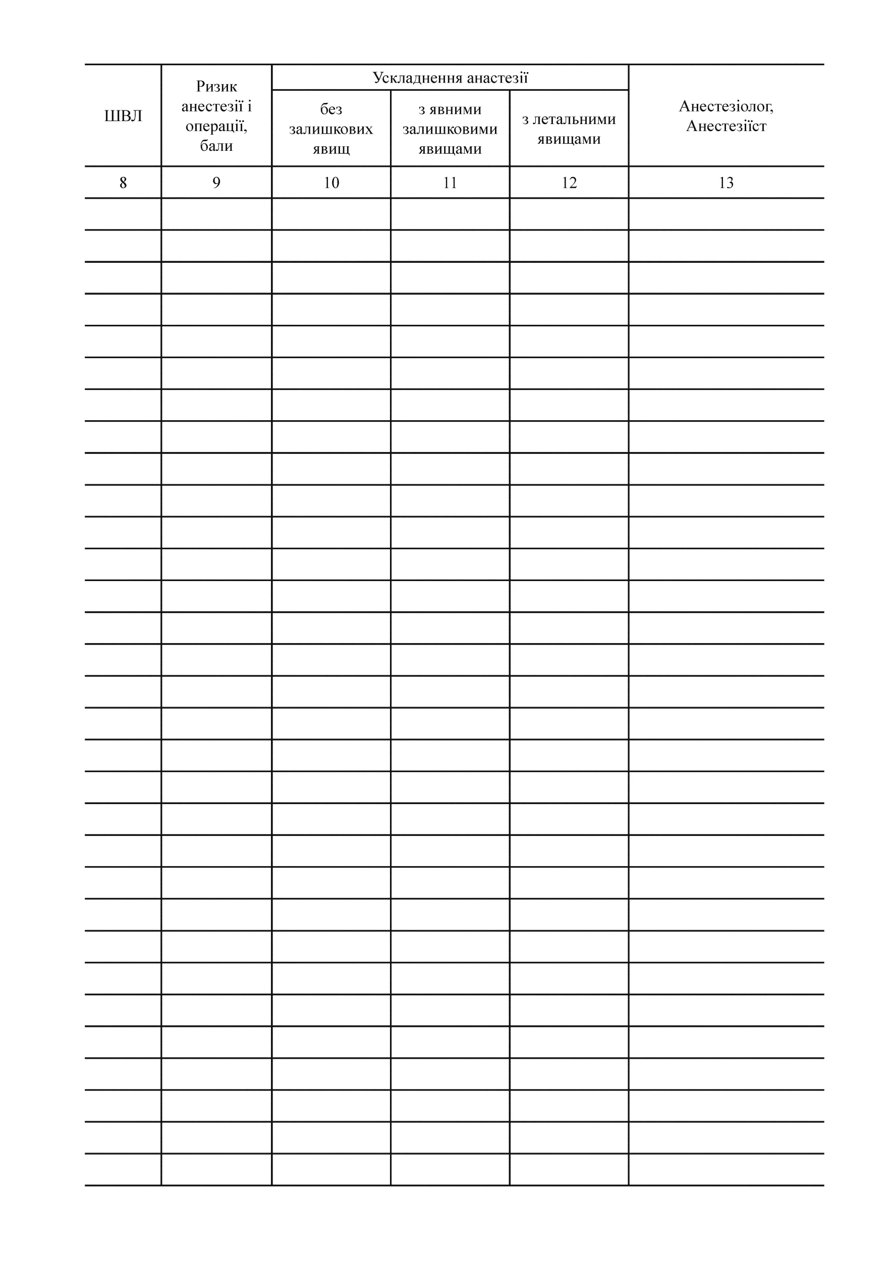 Журнал обліку анестезій. Автор — Міністерство оборони України, Міністерство охорони здоров'я України. 