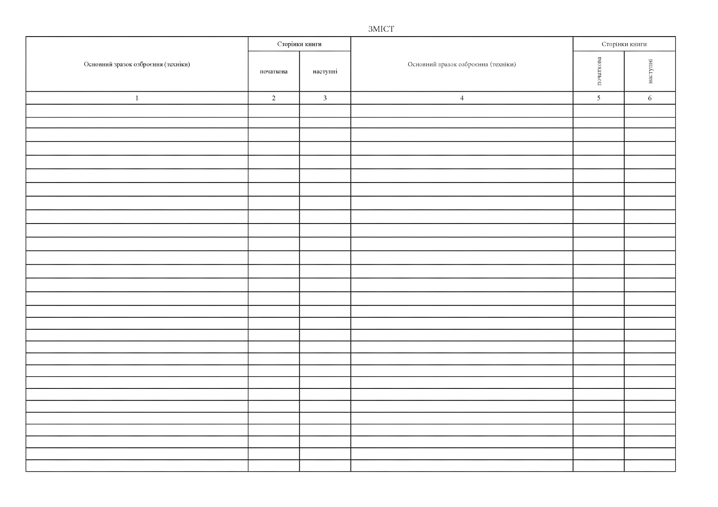 Книга обліку озброєння та техніки за номерами і технічним станом, додаток 13 (формат А3). Автор — Міністерство оборони України. 