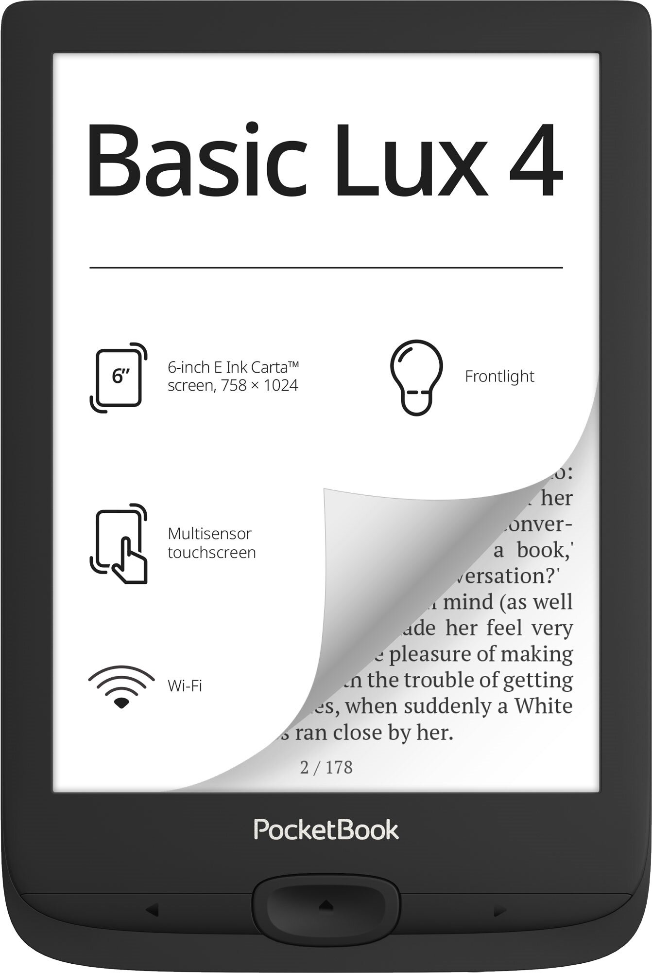 Електронна книжка PocketBook  Basic Lux 4 (PB618), Black