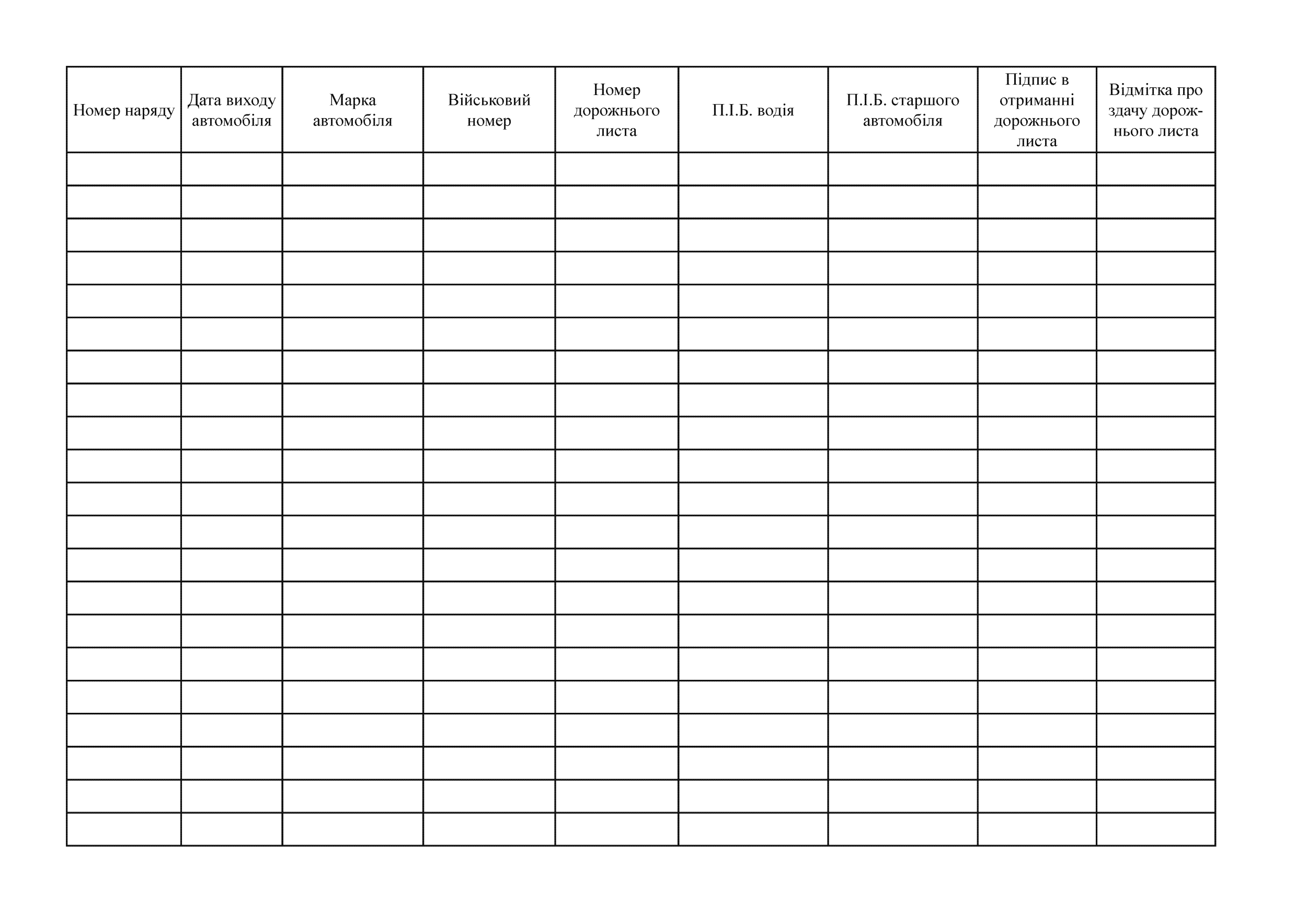 Книга реєстрації та видачі дорожніх листів автомобільної техніки