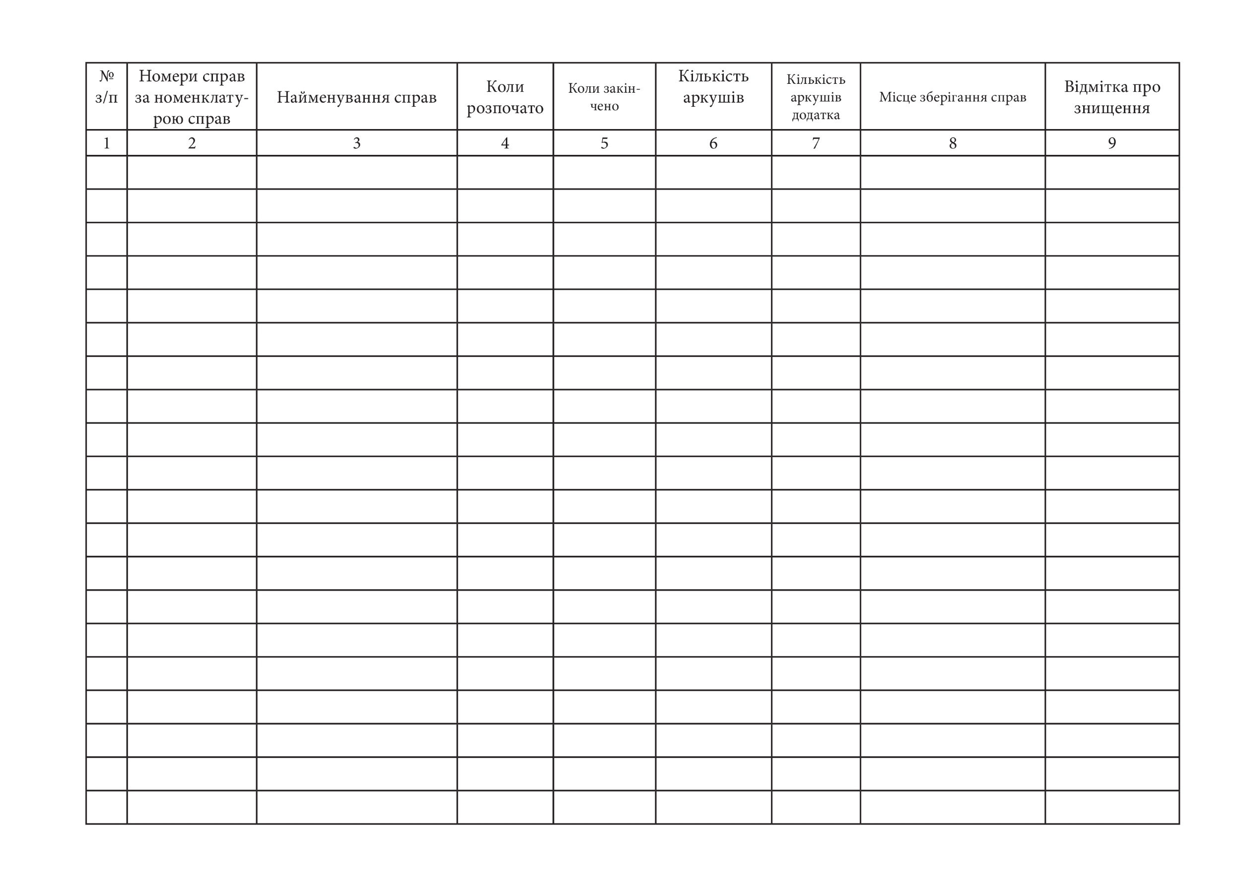 Інвентарний журнал обліку справ які знаходяться на архівному зберіганні, додаток 50. Автор — Генеральний штаб ЗСУ. 