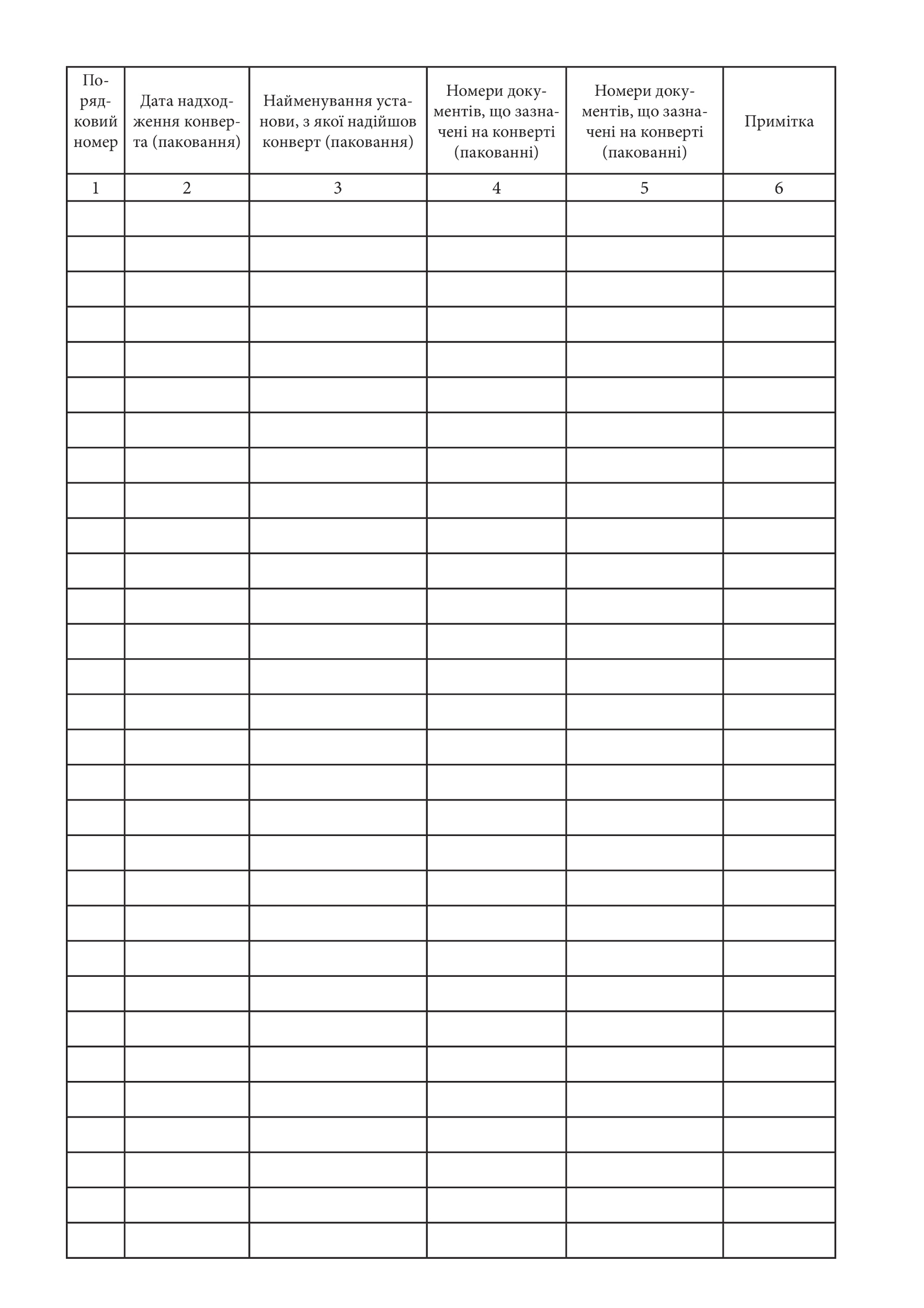 Журнал обліку конвертів (паковань) з грифом “Для службового користування”, додаток 74 (70). Автор — Генеральний штаб ЗСУ. 