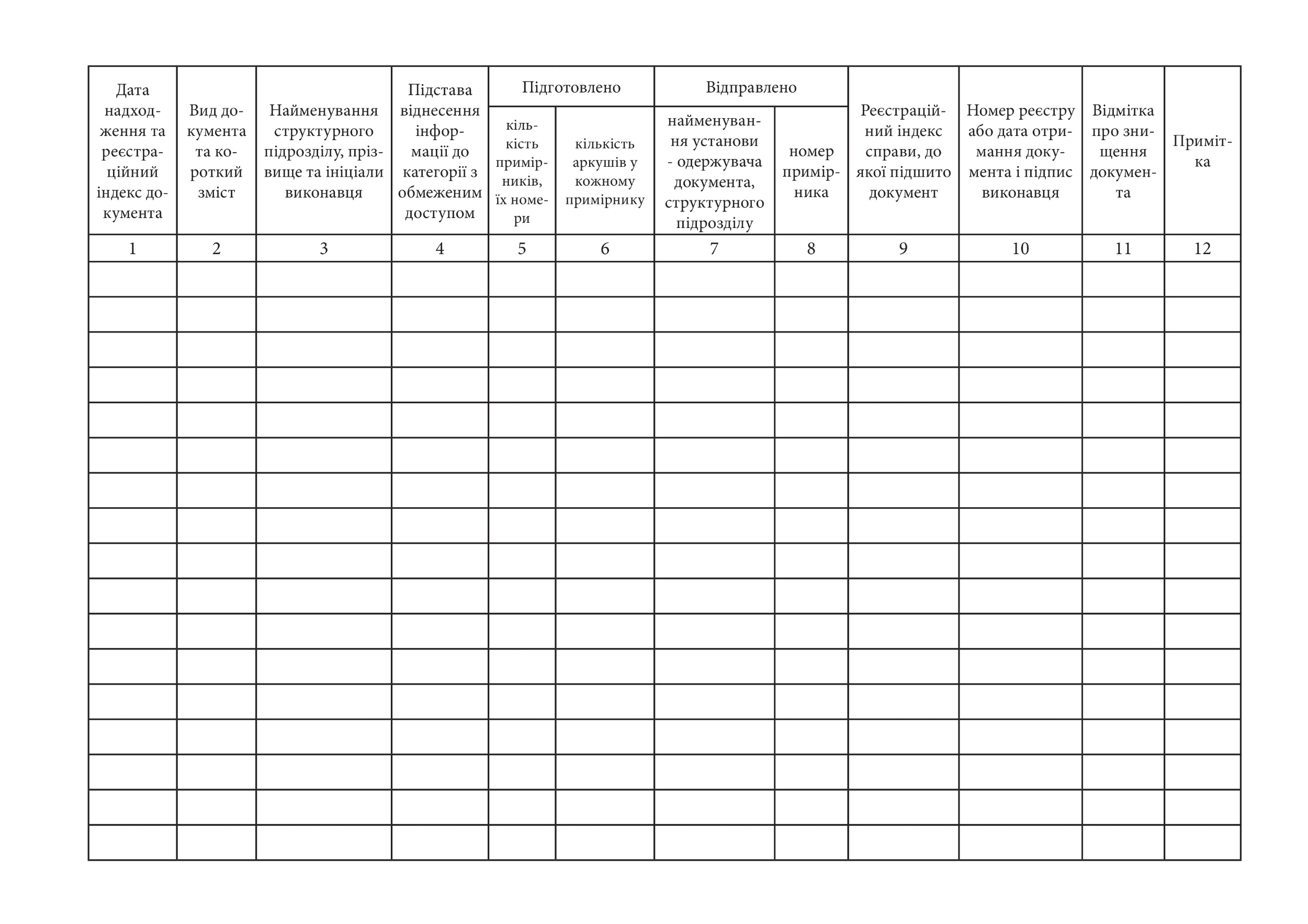 Журнал реєстрації вихідних та внутрішніх документів з грифом “Для службового користування”, додаток 77. Автор — Генеральний штаб ЗСУ. 