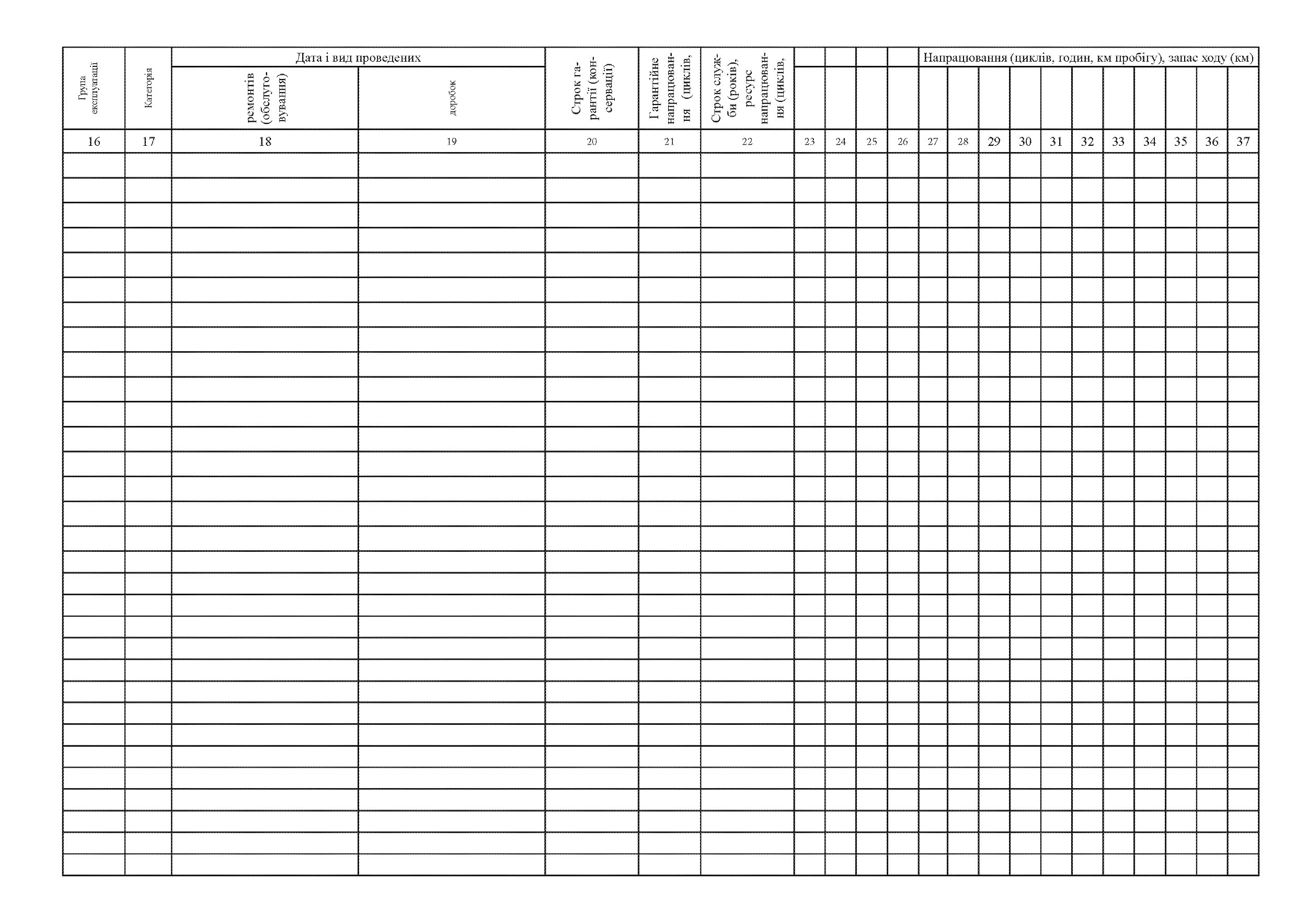 Книга обліку озброєння та техніки за номерами і технічним станом, додаток 13 (формат А3). Автор — Міністерство оборони України. 